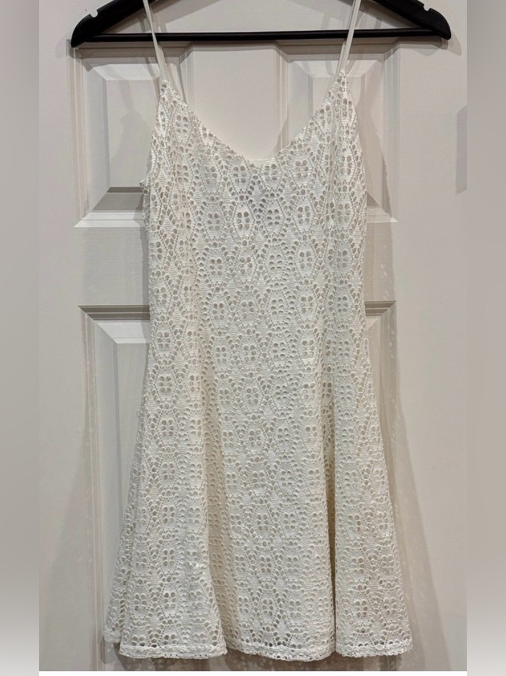 Aqua White Crochet Fit & Flare Mini Dress Size Large